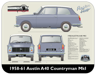 Austin A40 Mk1 1958-61 Place Mat, Medium